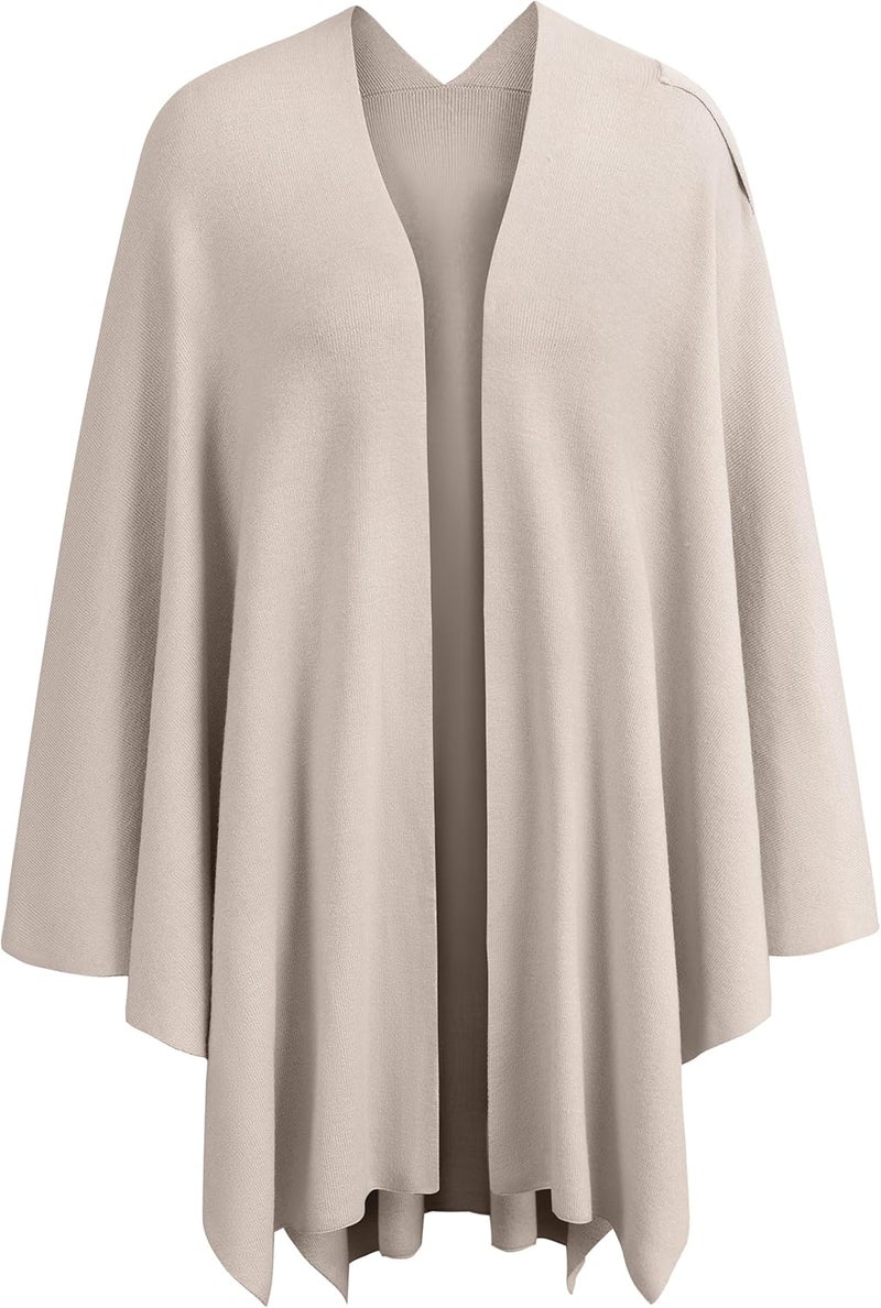 Puli Womens Large Cross Front Poncho Sweater Wrap Topper Knitted Elegant Shawls Cape for Fall Winter - Image 4